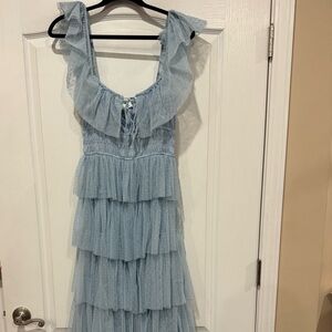 Elegant Blue Ruffled Dress